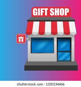gift shop front exterior facade.flat design.gift shop building - gift shop icon. Shop icon. 