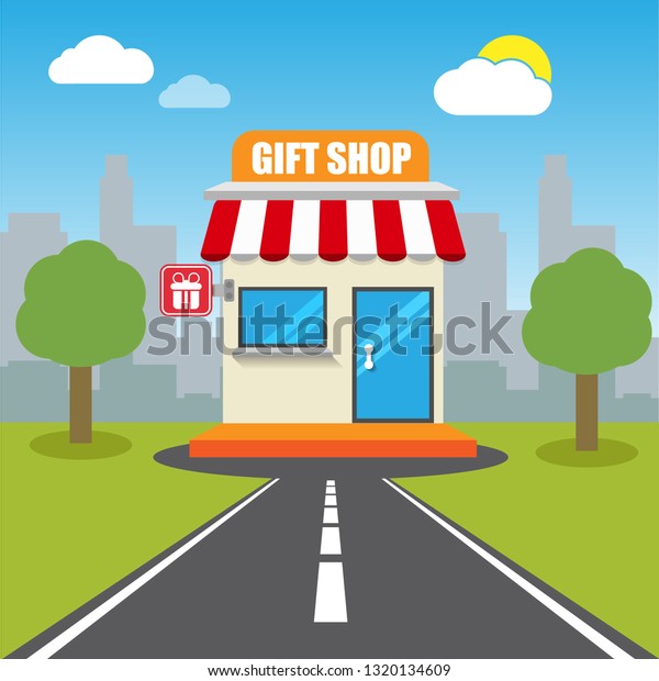 gift shop front exterior
facade.flat design.gift shop building - gift shop icon. Shop icon.
