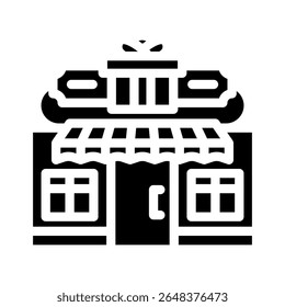 Geschenkartikelladen Glyphe Ikone Vektor. Geschenkartikelladen-Schild. einzelne Symbolgrafik