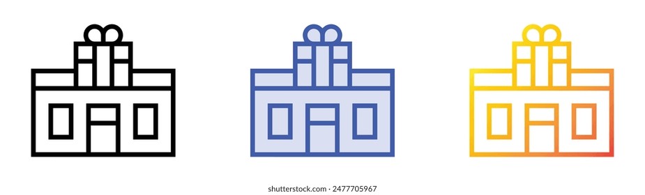 gift shop icon. Linear, Blue Fill and Gradient Style Design Isolated On White Background