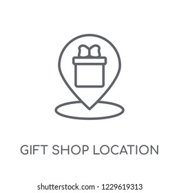 Gift shop Location linear icon. Modern outline Gift shop Location logo concept on white background from Maps and Locations collection. Suitable for use on web apps, mobile apps and print media.