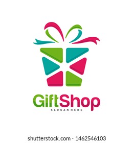 Gift Shop Logo Design Concept Vector, Template, Colorful, Emblem, Design Concept, Creative Symbol, Icon