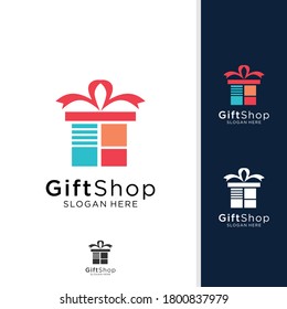 Gift Shop Logo Design Concept Vector, Template, Colorful, Emblem, Design Concept. vector logo box with gifts