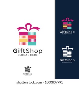 Gift Shop Logo Design Concept Vector, Template, Colorful, Emblem, Design Concept. vector logo box with gifts