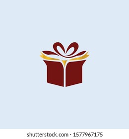 Gift Shop Logo Design Vector Template. Christmas Gift Logo.