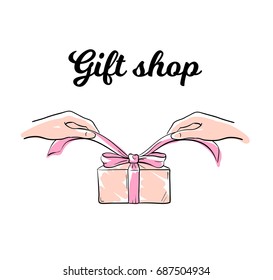 Gift shop logo illustration vector