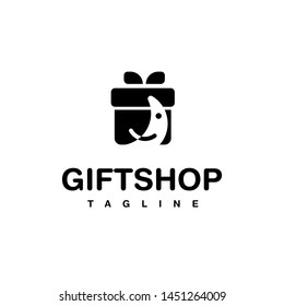 gift shop logo with moon crescent smiling black and white silhouette logo
