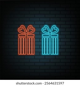 Gift shop neon sign. Signboard for store front. Vector logo template.