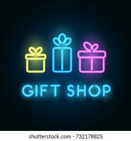 neon gift box images stock photos vectors shutterstock https www shutterstock com image vector gift shop neon sign signboard store 732178825