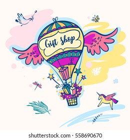 Gift shop template illustration. 