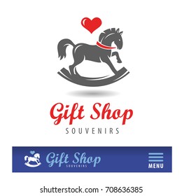 Gift shop toy. Wood horse logo