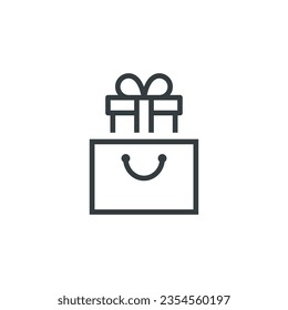 Gift shopping bag buy icon, vector illustration