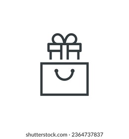 Gift shopping bag buy icon, vector illustration