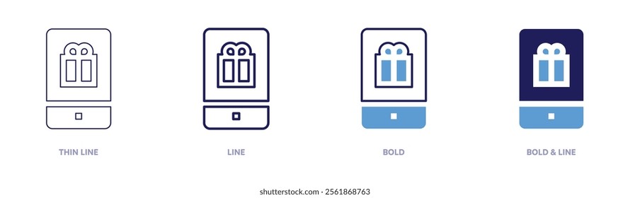 Gift shopping icon in 4 different styles. Thin Line, Line, Bold, and Bold Line. Duotone style. Editable stroke.