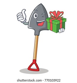 With gift shovel character cartoon style