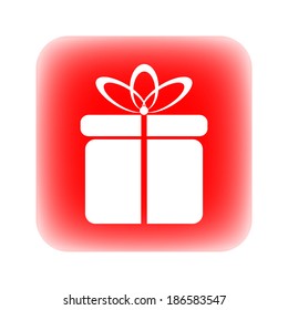 Gift sign button isolated on white background.