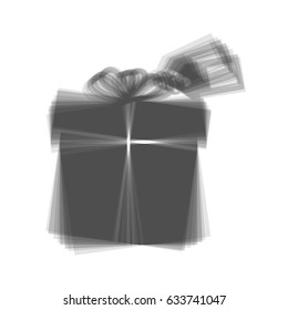 Gift sign with tag. Vector. Gray icon shaked at white background.