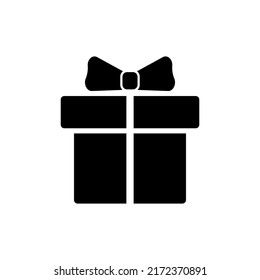 Gift silhouette. Birthday gift box shape. Christmas present symbol. Vector isolated on white.
