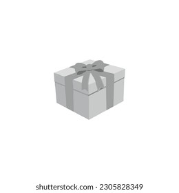 Regalo, caja plateada, símbolo geométrico de ilustración vector de logotipo simple