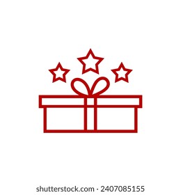 Gift Simple Present Red Star Box Vector Icon Art