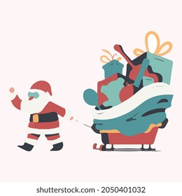 gift sleigh santa claus illustration