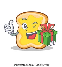 With gift slice bread cartoon character
