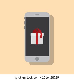 Gift in a smartphone, vector illustration design. Love collection.