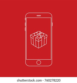 Gift in a smartphone, vector illustration design. Christmas collection.