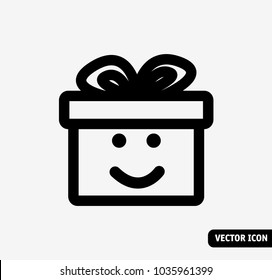 Gift smile symbol black and white icon.