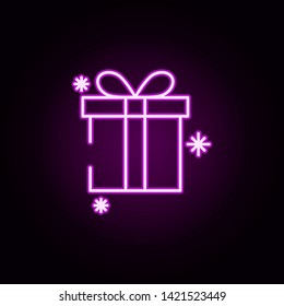 gift snow neon icon. Elements of winter set. Simple icon for websites, web design, mobile app, info graphics