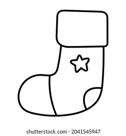 Gift Sock Doodle Vector Illustration. Xmas, New Year. Comic, Doodle, Cute.