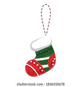 Icono del calcetín de regalo. Caricatura del icono vectorial del calcetín de regalo para el diseño web aislado en fondo blanco