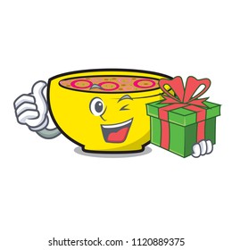 With gift soup union mascot cartoon