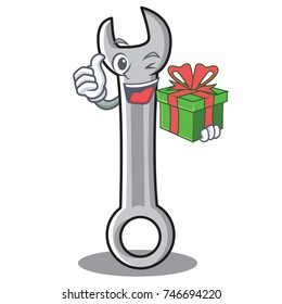 With gift spanner character cartoon style