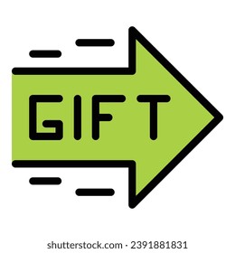 Gift speed icon outline vector. Online program. Vip experience color flat