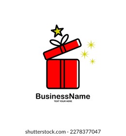 Gift with star logo template illustration