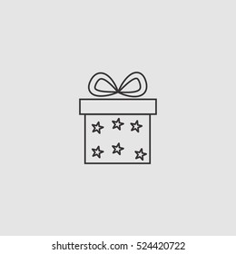 gift, stars package, christmas present outline icon illustration vector, can be used for web and mobile design