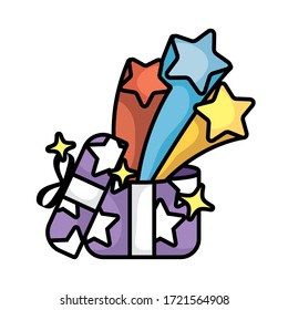 gift with stars splash magic sorcery vector illustration design