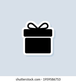 Gift sticker. Gift box icon. Present for anniversary, birthday, christmas, new year. Vector on isolated background. EPS 10.