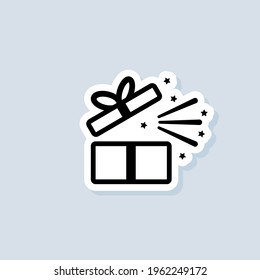 Gift sticker. Gift box icon. Present for anniversary, birthday, christmas, new year. Vector on isolated background. EPS 10.