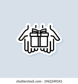Gift sticker. Gift box icon. Present for anniversary, birthday, christmas, new year. Vector on isolated background. EPS 10.