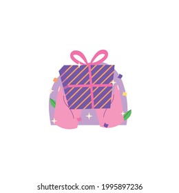 Gift Sticker Icon Isolated On White Background