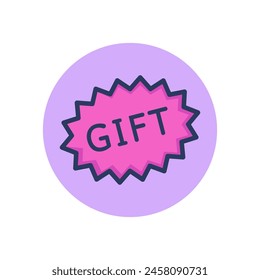 Gift sticker line icon. Badge, label, message outline sign. Promotion, shopping, discount concept. Vector illustration, symbol element for web design and apps