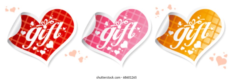 Gift stickers in the shape of a heart.