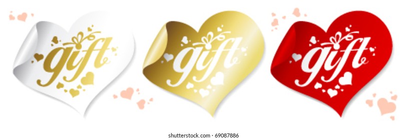 Gift stickers in the shape of a heart.