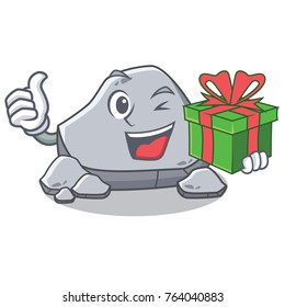 With gift stone character cartoon style