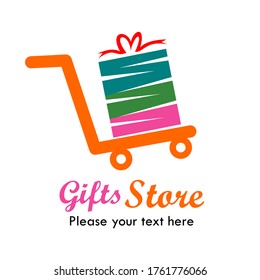 Logo-Vorlagengrafik für Geschenkartikel. geeignet für Geschenkladen, Online-Shop, Web, Medien, Spiele usw.