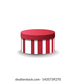 Gift striped round box isolated on white background for your creativity