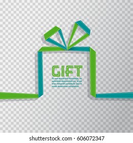 Gift in the style of origami ribbon on transparent background, vector illustration