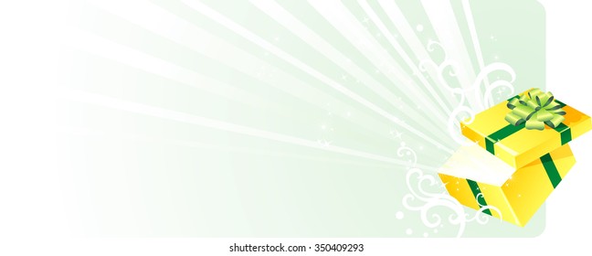 Gift Surprise Banner-Vector illustration of gift box opening with magical style ray of light
